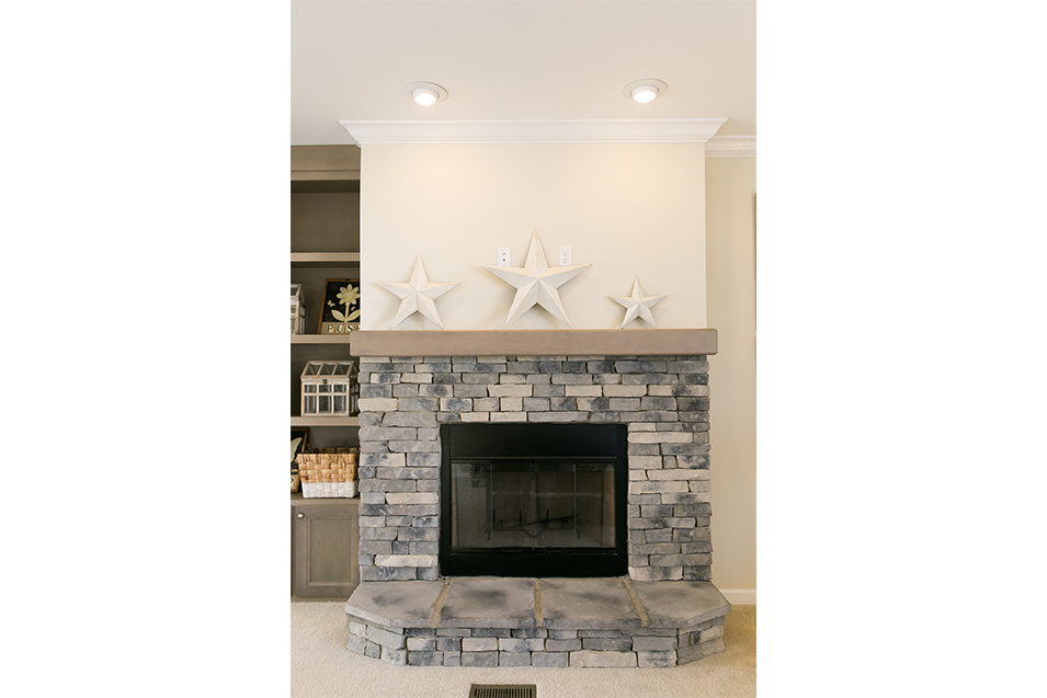 Half Stack Stone Fireplace - Grey